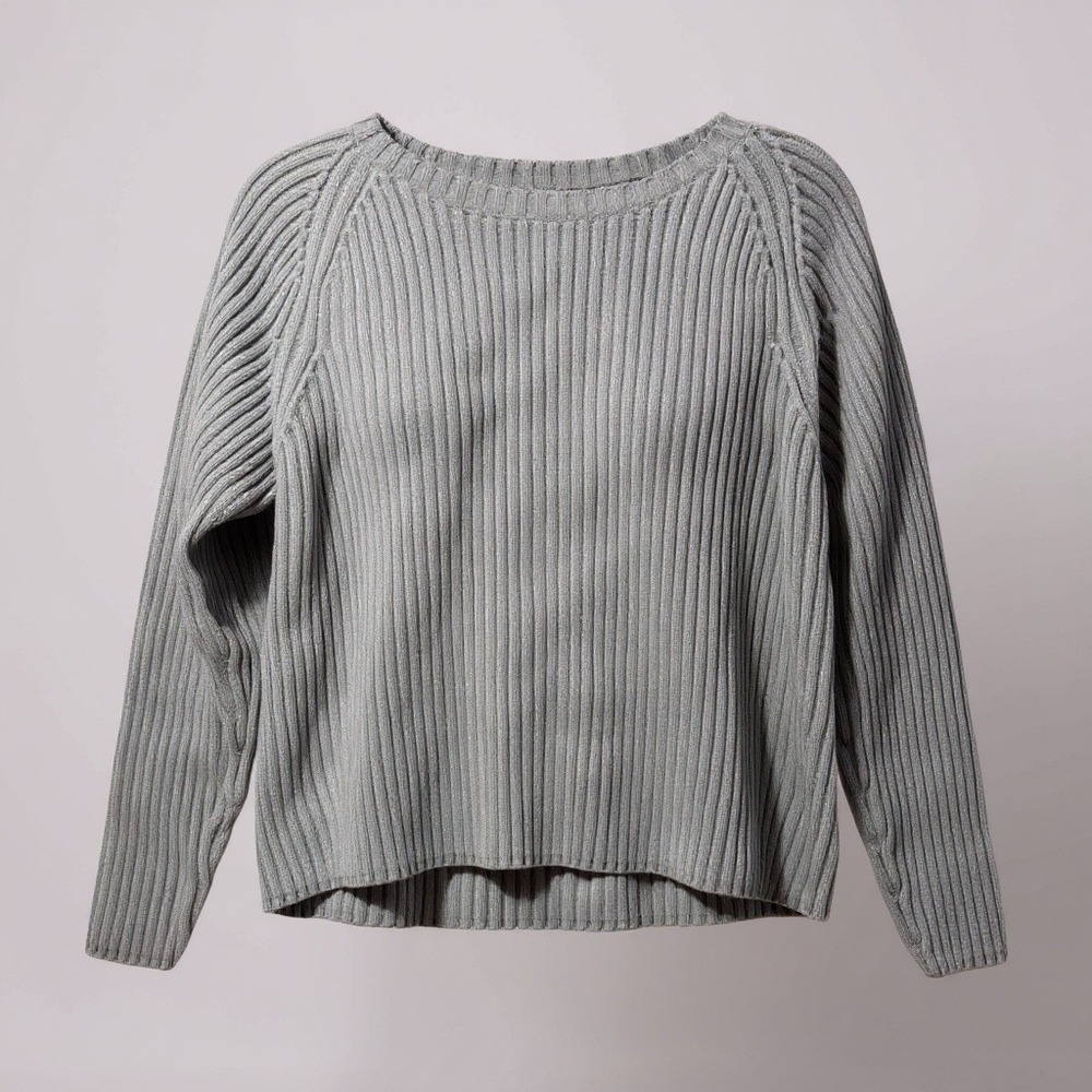 Eddie Bauer Womens Light Blue Ribbed Crew Neck Long Sleeve Sweater Size XL